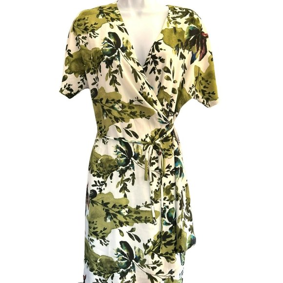 Aritzia Babaton Women's Wallace Botanical Print Wrap Dress Size Small EUC Short - Picture 1 of 4